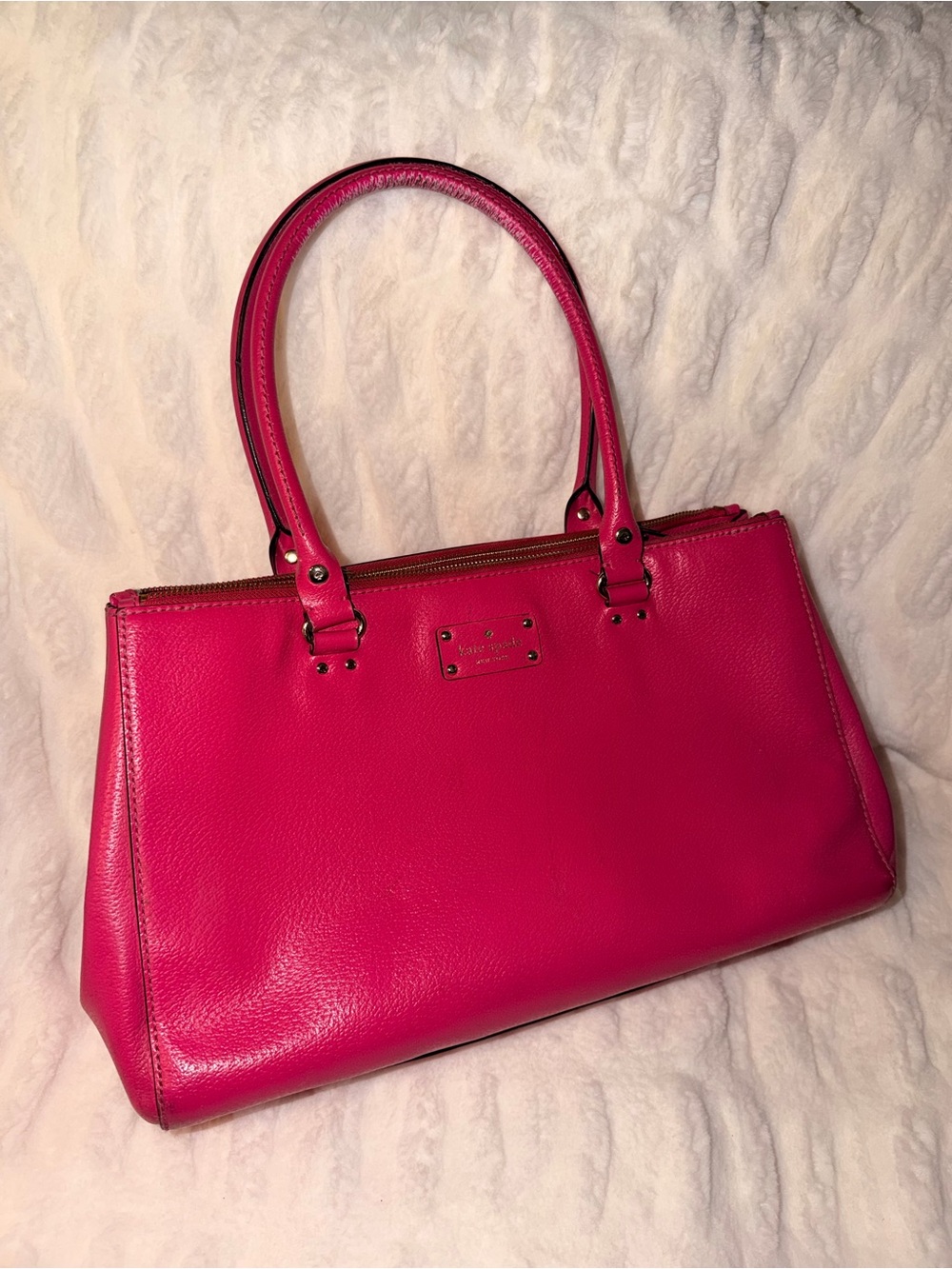 Kate Spade Wellesley Pink Pebbled Leather Tote Shoulder Bag
